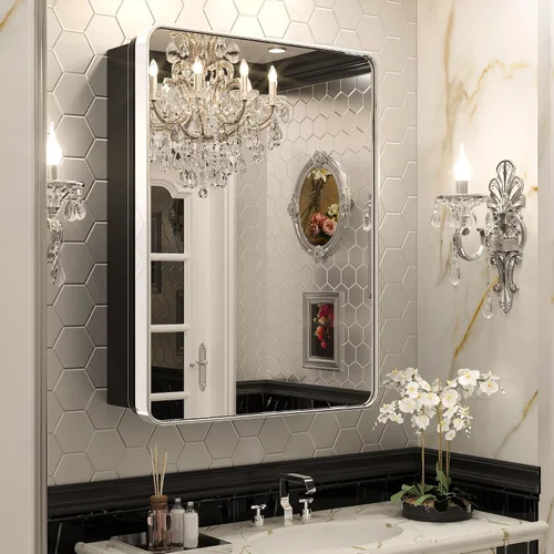 Miniatura 11 de Keonjinn Gabinetes de medicina delgados negros de 15 x 36 pulgadas, botiquín lateral estrecho para baño con espejo, marco de acero inoxidable