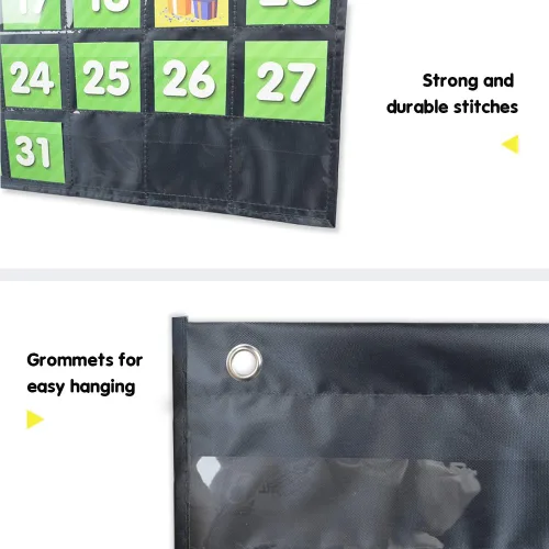 Miniatura 5 de EAMAY - Calendario mensual de bolsillo para aula con 71 tarjetas para el aprendizaje de niños para el hogar, suministros para la educación en casa