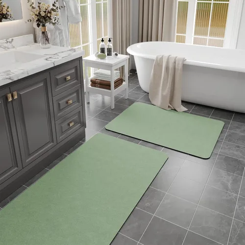 Miniatura 19 de Alfombras de baño de 32 x 17 pulgadas, tapetes de baño de tierra de diatomeas de secado rápido, absorbentes, tapetes de baño de goma antideslizante
