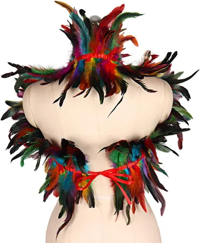 Miniatura 5 de Arnés de plumas para mujer, chal punk, victoriano, real, natural, de plumas, chal de carnaval, disfraz de baile gótico