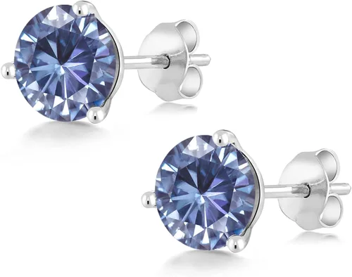 Miniatura 147 de Gem Stone King Aretes de oro de 14 quilates, 0.236 in, piedra natal redonda, Martini, 3 puntas, aretes de oro para mujer