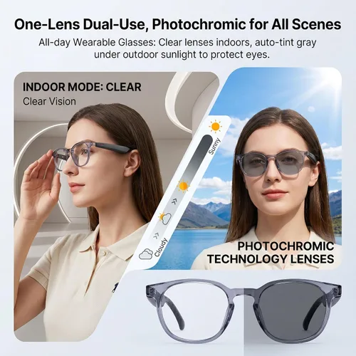 Miniatura 5 de Lentes de traducción Bluetooth inalámbricos inteligentes AI para hombres/mujeres con altavoces/Bluetooth y más de 140 idiomas traducción