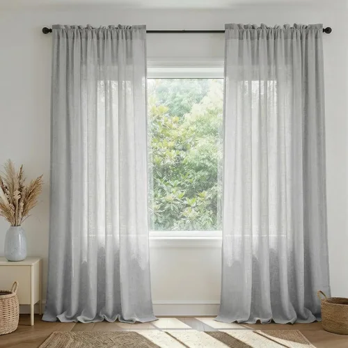 Miniatura 32 de Cortinas blancas puras de 38 pulgadas de ancho para dormitorio, juego de 2 paneles de cortinas de privacidad con bolsillo para barra, cortinas