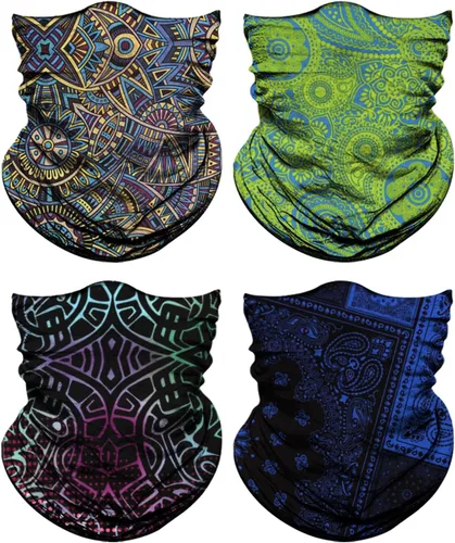 Miniatura 16 de Paquete de 4 polainas para el cuello para hombres y mujeres cubierta facial máscara envoltorio para la cabeza pasamontañas accesorio para la cabeza