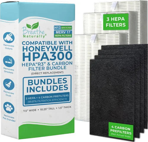 Miniatura 10 de Premium, prefiltros activados de carbono, paquete de 4, compatibles con purificador de aire HPA300 Honeywell