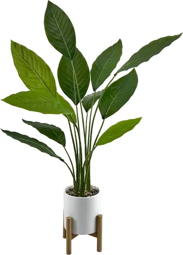 Bird of Paradise - Planta artificial, planta de hoja de plátano falsa, palmeras tropicales, plantas en maceta, decoración moderna de interior para