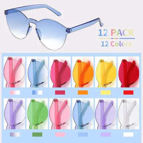 Miniatura 3 de MIUSKATL Paquete de 12 lentes de sol para niños, sin marco, regalos de fiesta, gafas de sol coloridas para mujeres, niñas, niños, gafas de fiesta