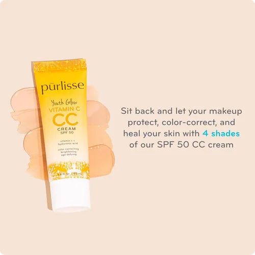 Miniatura 6 de pūrlisse Youth Glow Vitamin C CC Cream SPF 50 - Hidratante teñido con acabado radiante - Fórmula coreana para el cuidado de la piel con ácido Claro
