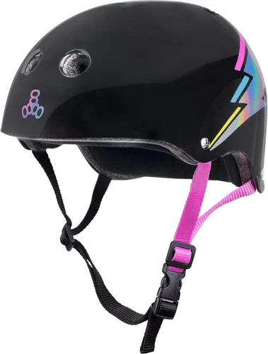 Miniatura 34 de Triple Eight Casco certificado Sweatsaver para patineta, BMX, Roller Derby, patinaje sobre ruedas, patinaje en línea, scooter y bicicleta Carbon