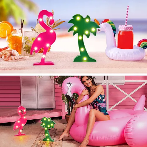 Miniatura 5 de AceList Tropical Luau Party Supplies Flamingos Palm Trees Sign Light para decoración de fiesta temática hawaiana cumpleaños dormitorio decoración