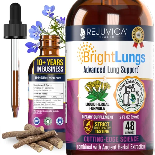 Bright Lungs | Suplemento de desintoxicación pulmonar y apoyo respiratorio | Grindelia, lobelia, regaliz para limpieza pulmonar, moco y salud