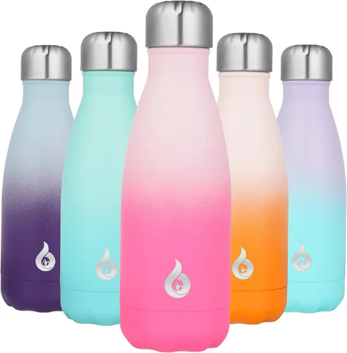 Miniatura 25 de BJPKPK Botella de Agua Aislada 17oz Botellas de Agua de Acero Inoxidable Apta para Lavavajillas Metal Térmica Mantiene Frío y Caliente, Gris Niebla