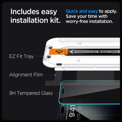 Miniatura 6 de Spigen Protector de pantalla de vidrio templado [GlasTR EZ FIT - Privacy] diseñado para iPhone 15 Pro Max [compatible con fundas] - Paquete de 2