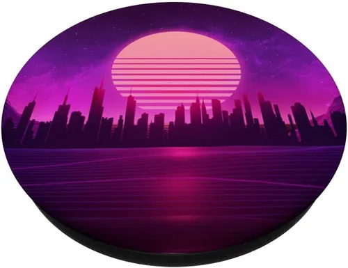 Miniatura 2 de Synthwave Cyber Neon Style PopSockets intercambiables PopGrip