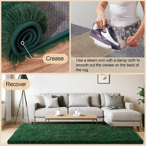 Miniatura 5 de Mugorn - Alfombras suaves y esponjosas de 2 x 3 pies para el hogar, alfombra pequeña con 4 mallas antideslizantes, color verde oscuro, 2 x 3 pies