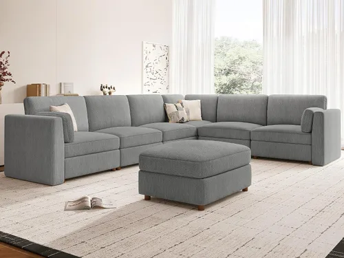 Miniatura 23 de Sofá biplaza extragrande de 83.5 pulgadas, sofás para sala de estar, sofá nube de felpilla de asiento profundo, sofá modular seccional, funda