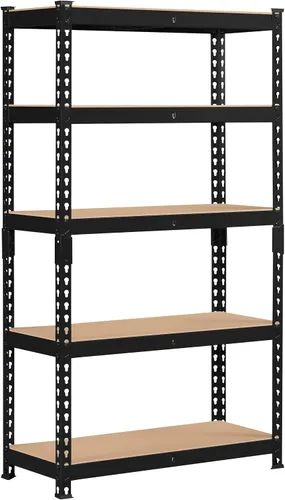 Topeakmart Estantes utilitarios de 5 niveles, estantes de almacenamiento de metal, estanterías ajustables, montaje sin tornillos, estantes de Negro