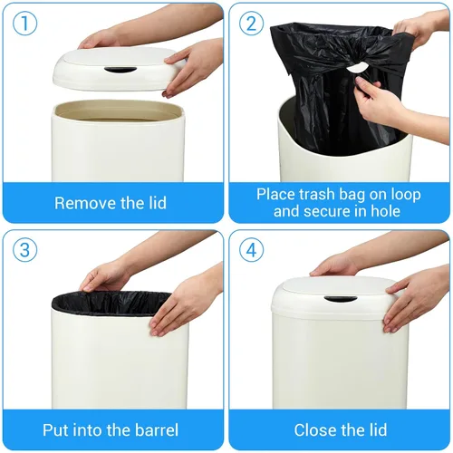 Miniatura 4 de Cubo de basura con sensor de movimiento de 8 galones con tapa, cubo de basura automático sin contacto, 30 litros inteligente de acero inoxidable