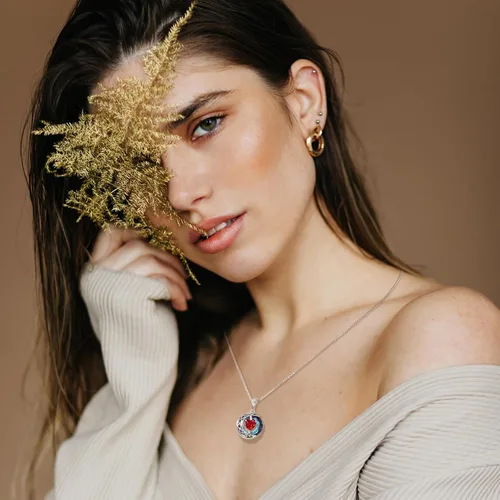 Miniatura 2 de LIANYU Collar para mujer, collar de zafiro azul, colgante de luna, plata de ley S925, colgante de cristal, regalos para esposa, novia, regalos