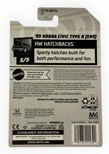 Miniatura 3 de Hot Wheels Honda Civic Type R [EK9] 2022 - Honda Civic Type R [EK9] - Hatchback - Amarillo