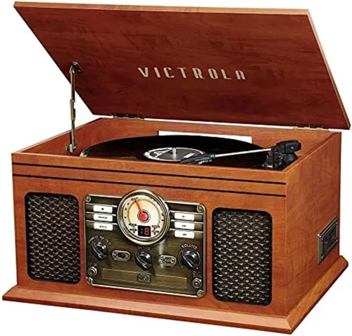 Miniatura 12 de Victrola The Quincy - Reproductor de discos Bluetooth 6 en 1 y centro multimedia con altavoces integrados, tocadiscos de 3 velocidades, reproductor