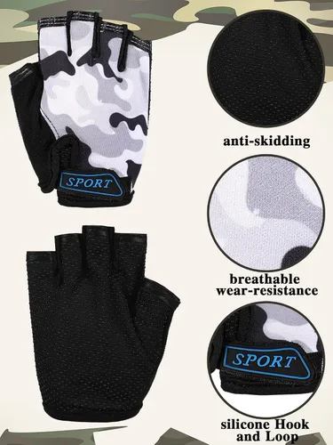 Miniatura 4 de Geyoga 12 pares de guantes de ciclismo antideslizantes de gel para niños, guantes de ciclismo para niños de verano, para montar al aire libre, 5-8