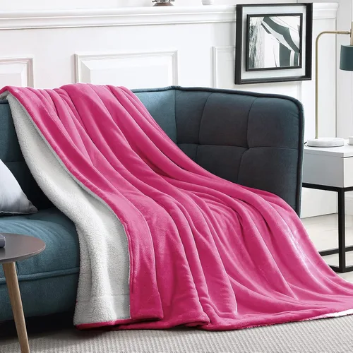 Miniatura 30 de Walensee Manta de Forro Polar Sherpa (Tamaño Individual 60"x80" Coral) Manta Afelpada Peluda Súper Suave Reversible de Microfibra y Franela
