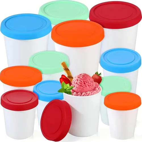 Miniatura 2 de Recipientes para helados de 32 onzas para hacer en casa, recipientes de helado con tapas de silicona, sin fugas, contenedores reutilizables