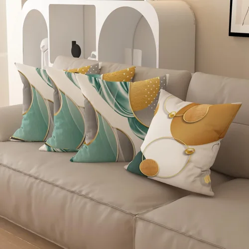 Miniatura 5 de Funda de almohada decorativa para sofá de sala de estar, patrón impreso de doble cara, funda de cojín naranja geométrica abstracta estilo nórdico
