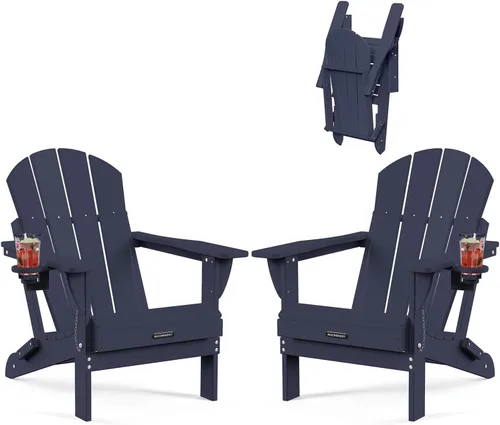 Miniatura 17 de MUCHENGHY Sillas Adirondack plegables, sillas de patio, sillas de césped, silla para exteriores, silla Adirondack de plástico, hoguera, resistente a