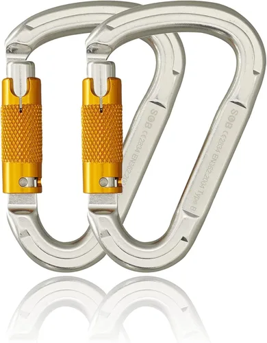 Miniatura 10 de SOB Clips de mosquetón de escalada con bloqueo automático, conector de mosquetón asimétrico de alta resistencia utilizado para rappel