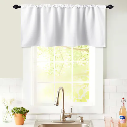Miniatura 16 de KOUFALL Cenefa beige para ventanas de 16 pulgadas de largo, cortinas cortas para filtrar la luz sobre el fregadero
