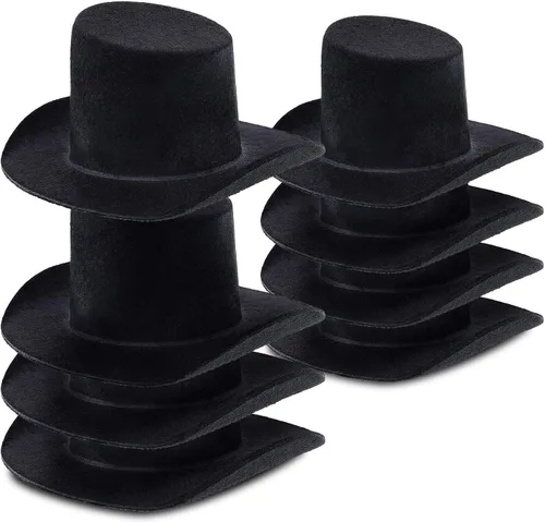 Skylety 8 mini sombreros para manualidades, muñecos de nieve, de 4 pulgadas, fieltro negro, decoración de fiesta de Navidad para tu fiesta de