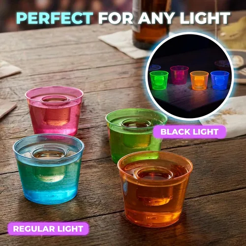 Miniatura 10 de Party Essentials Vasos bombarderos de plástico duro de 4 onzas, neón surtidos, 12