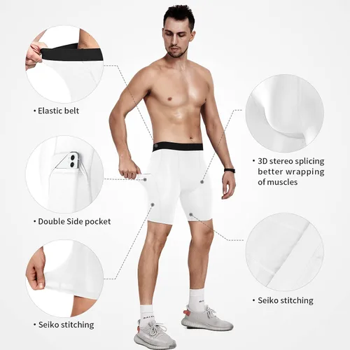 Miniatura 3 de Niksa Pantalones cortos de compresión para hombre, paquete de 3 unidades, ropa interior de compresión para hombre, pantalones cortos deportivos