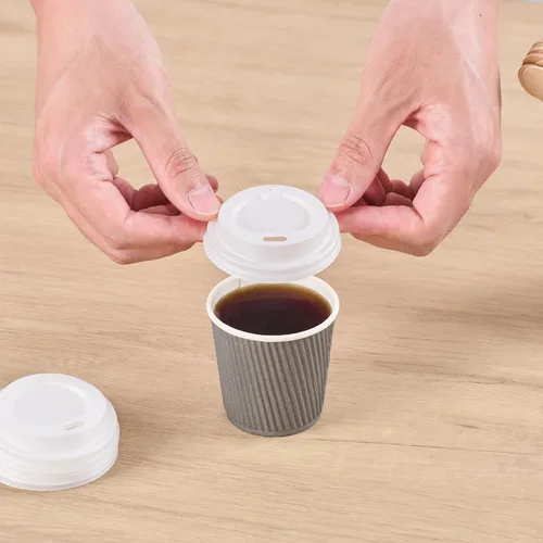 Miniatura 6 de Solo tapas: tapas de taza de café compostables Basic Nature, 500 tapas desechables para tazas de bebidas calientes. Las tazas se venden por