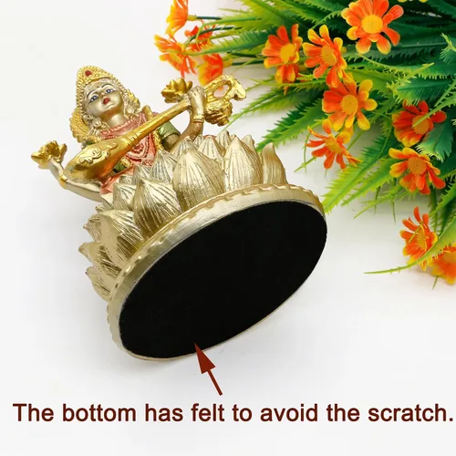Miniatura 6 de alikiki Ídolo de Saraswati de la diosa hindú, 6.5 pulgadas de alto, conocimiento, música, artes, diosa Sarswati, estatua india Diwali, regalos