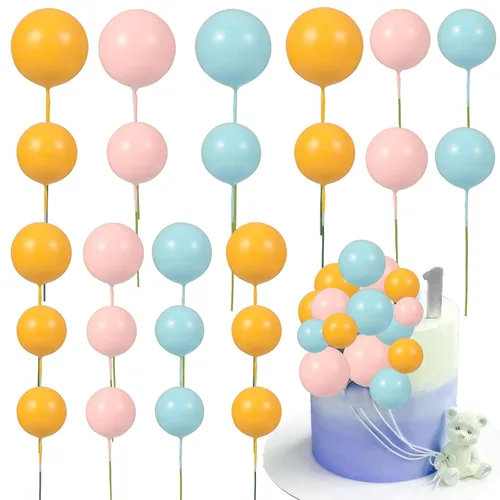 Miniatura 51 de Gyufise 30 Piezas Bolas Topper para Pastel DIY Insertables para Pastel Palillos de Bolas para Pastel Topper para Cupcakes para Fiesta de Cumpleaños