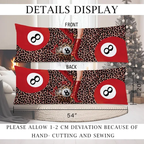 Miniatura 7 de Funda de almohada de cuerpo de 8 bolas con estampado de leopardo rojo a la moda, 20 x 54 pulgadas, decoración de habitación de guepardo, bota roja