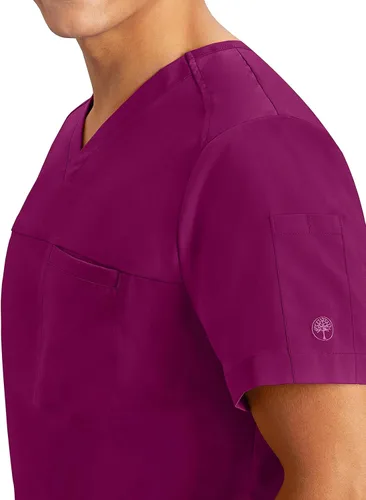Miniatura 4 de Healing Hands Camiseta quirúrgica para hombre con etiqueta morada Justin 2330 con cuello en V para hombre, Negro, talla única