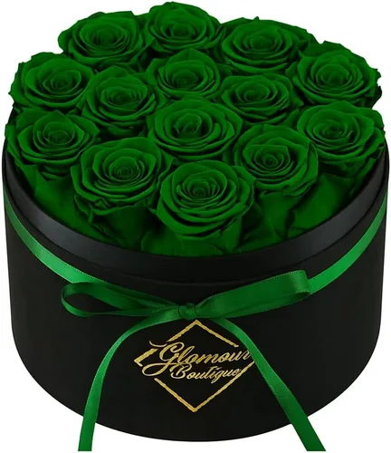 Miniatura 15 de GLAMOUR BOUTIQUE Flowers Forever - Caja de regalo, 12 rosas preservadas reales en caja blanca de terciopelo, regalo floral para esposa, mamá o ella