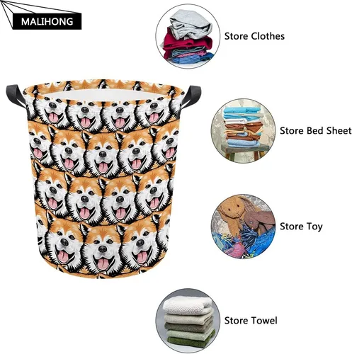 Miniatura 4 de Cesta plegable con estampado de perro, lindo Cavalier King Charles Spaniel Sandía con asa, caja de juguetes, bolsa de almacenamiento