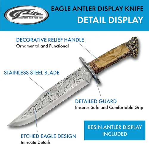 Miniatura 2 de Szco Supplies Eagle Antler - Cuchillo de exhibición, color marrón
