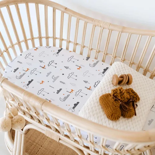 Miniatura 5 de Juego de sábanas ajustadas para moisés Brolex, 2 unidades, sábanas para cuna para reposapiés/colchón, unisex para niños y niñas, ultra suave, Globo