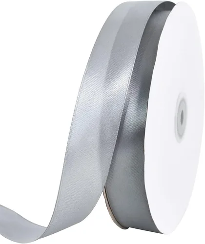 TONIFUL Cinta de satén plateada de 1 pulgada x 100 yardas, cinta de satén fina de color sólido para envolver regalos, manualidades, hacer lazos para