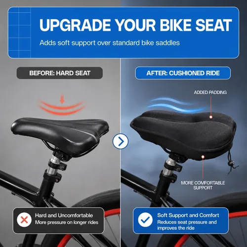 Miniatura 4 de Revas - Cojín acolchado para asiento de bicicleta que absorbe los golpes, para viajes largos y cómodos Acolchado universal para asiento