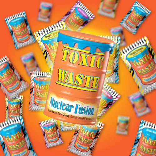 Miniatura 3 de TOXIC WASTE - Caramelo agrio peligroso de fusión nuclear - Sabores de frambuesa-limón, piña-maracuyá, uva-fresa, plátano-arándano y naranja-manzana