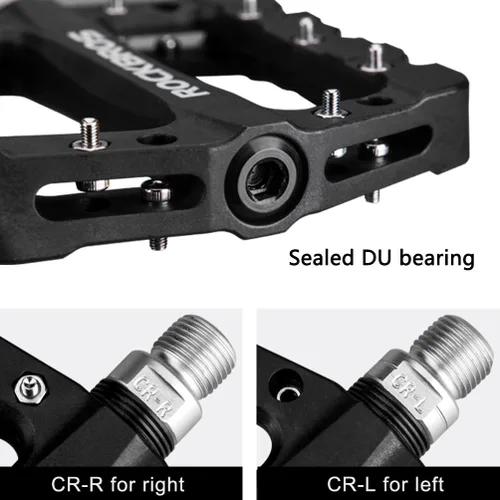 Miniatura 4 de ROCKBROS Pedales ligeros de bicicleta de montaña Pedales de plataforma de bicicleta de fibra de nailon para BMX MTB 9/16 "negro con empuñaduras