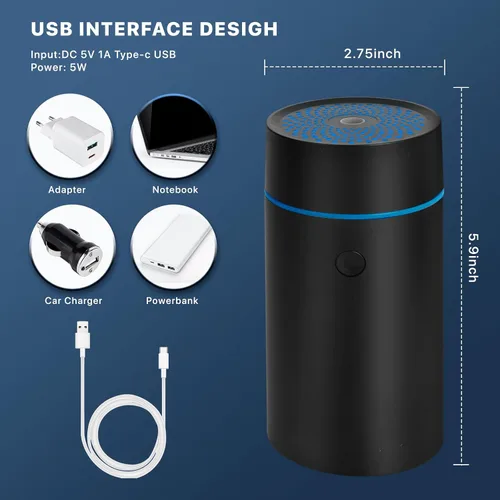 Miniatura 5 de Difusores de fragancia para coche, ambientadores, mini humidificador ultrasónico de niebla con alimentación USB, difusor de aceite para vehículos