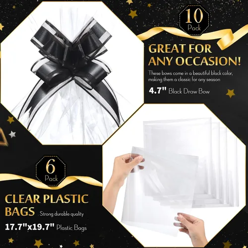 Miniatura 3 de Mimorou Paquete de 6 cestas para regalos vacías para llenar, kit de cesta de regalo vacía de papel kraft a granel con asa, 6 bolsas de envoltura 10